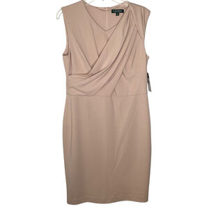 Lauren Ralph Lauren Dress Pink Sz 12 New Easter Spring Wrap‎ Knee Length Lined